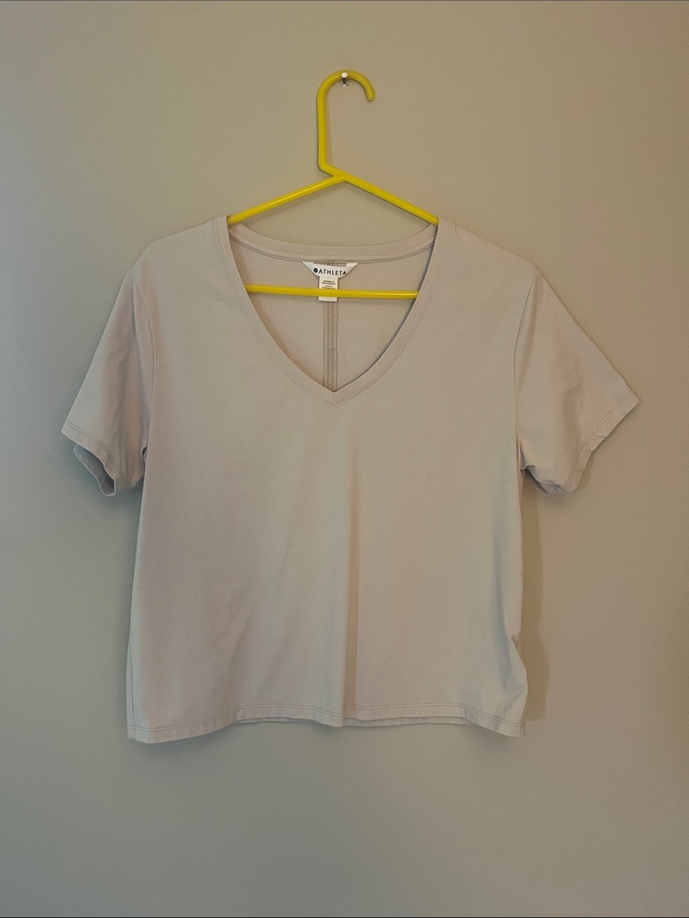 Athleta V-Neck Short Sleeve Tee in Light Gray